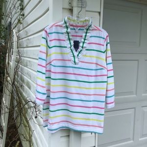 NWT Crown & Ivy Pretty Multicolor Stripe Ruffle